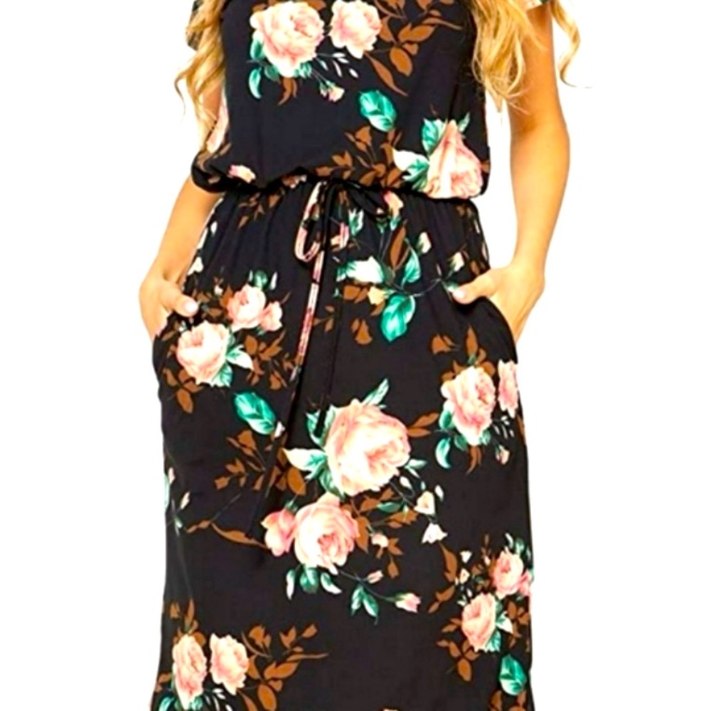 🌸Simier  Fariry Midi Dress Large NWT multi colored floral